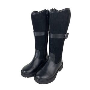 Dream Pairs Kids Black Suede & Faux Leather Knee High Boots Size 11